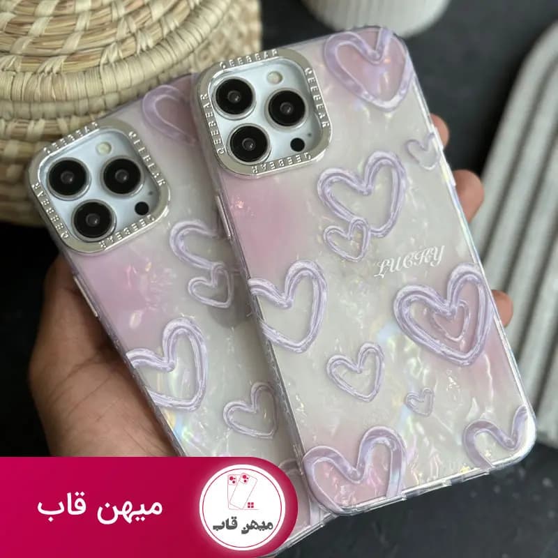 قاب گوشی قلب مرکوری صدفی صورتی - کد (۴۲۶۳۲)