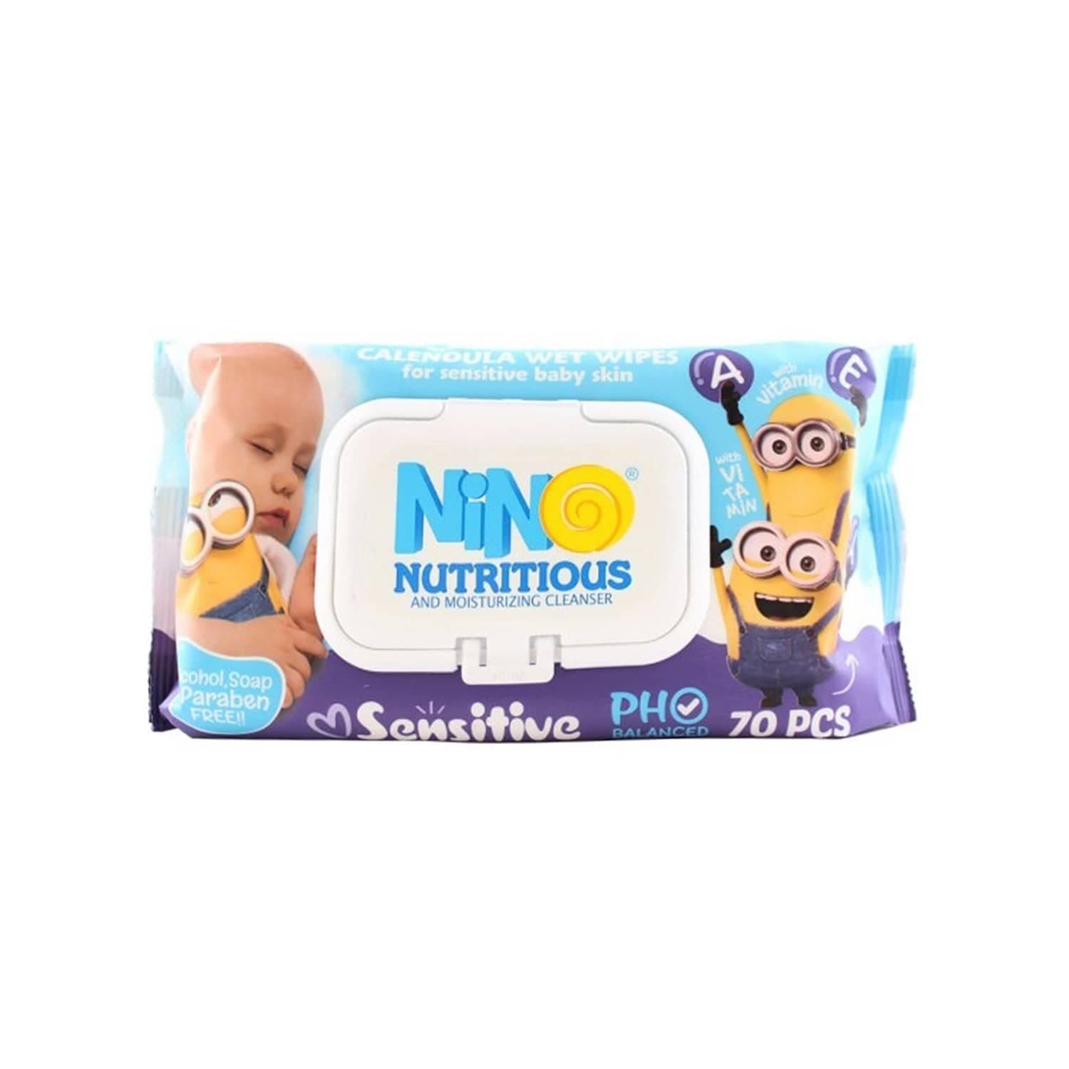 دستمال مرطوب پاک کننده کودک فاقد اسانس نینو حاوی کالاندولا بسته 70 عددی