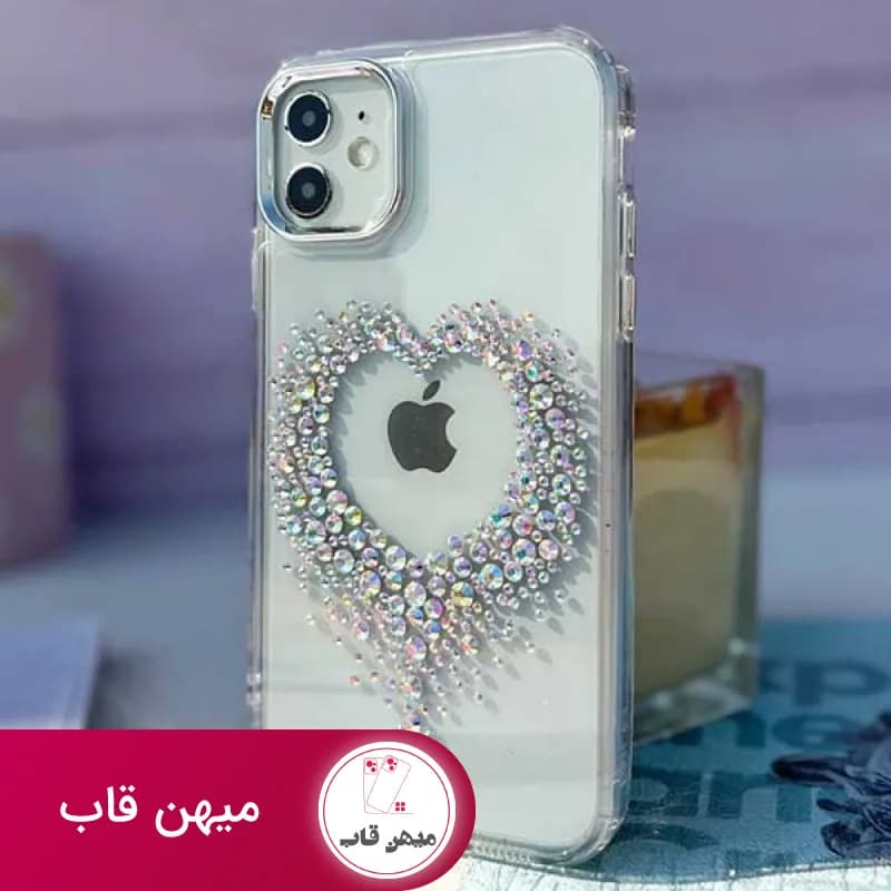 قاب گوشی آیفون قلب نگینی - کد (۵۳۱۳۵)