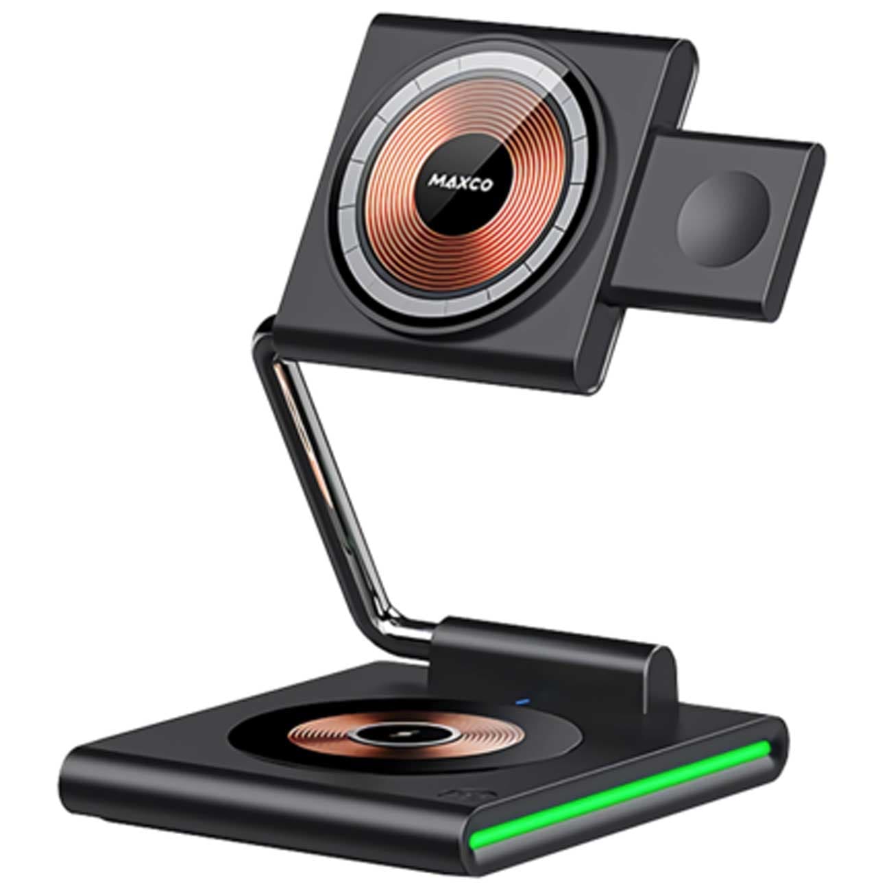 شارژ بی سیم 15 وات گوشی موبایل, ایرپادز و اپلواچ 3 در 1 مکسکو MW07