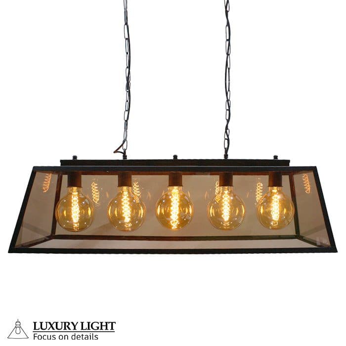 لوستر مدرن مستطیل شیشه خور مناسب میز غذاخوری