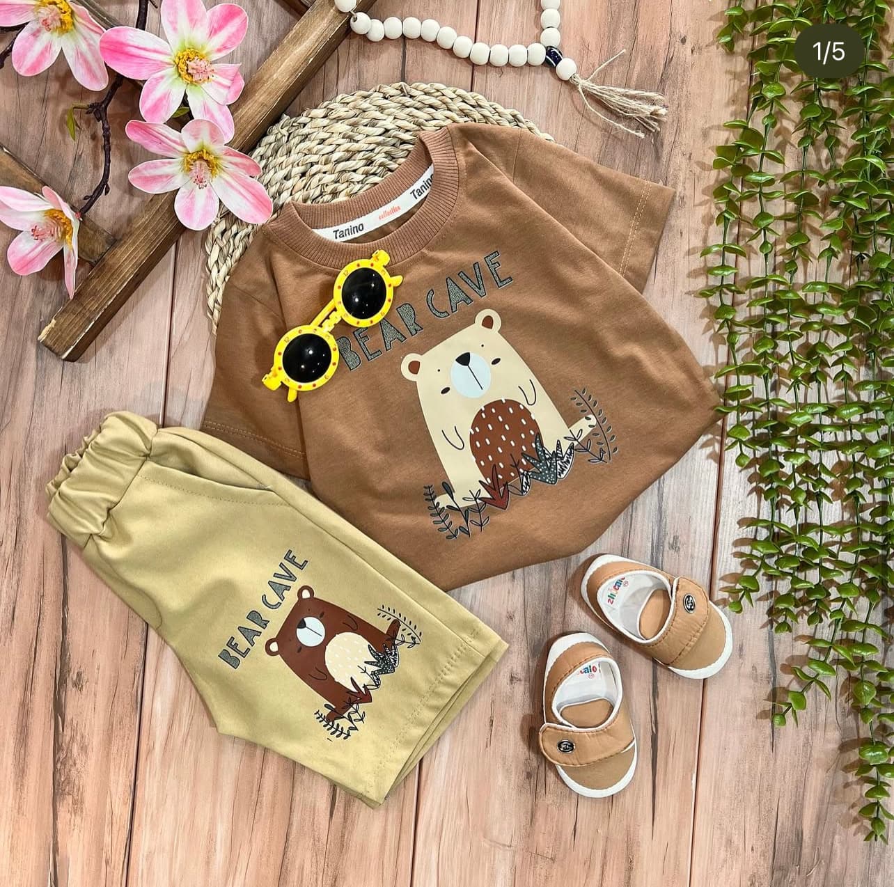 تیشرت شلوارک خرس قهوه ای ۷۰۲۴