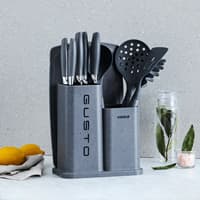 سرویس چاقو و تخته برش 12 پارچه کاراجا Gusto طوسی