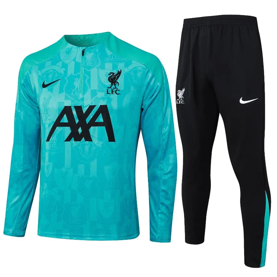 ست سویشرت نیم زیپ لیورپول 2025 سبزآبی