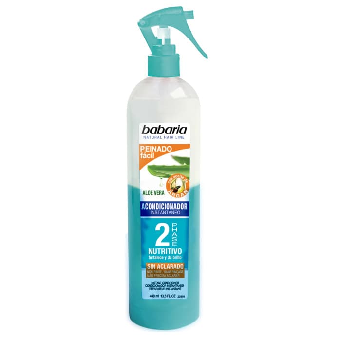 اسپری نرم کننده دو فاز مو باباریا حاوی عصاره آلوئه ورا و روغن آرگان