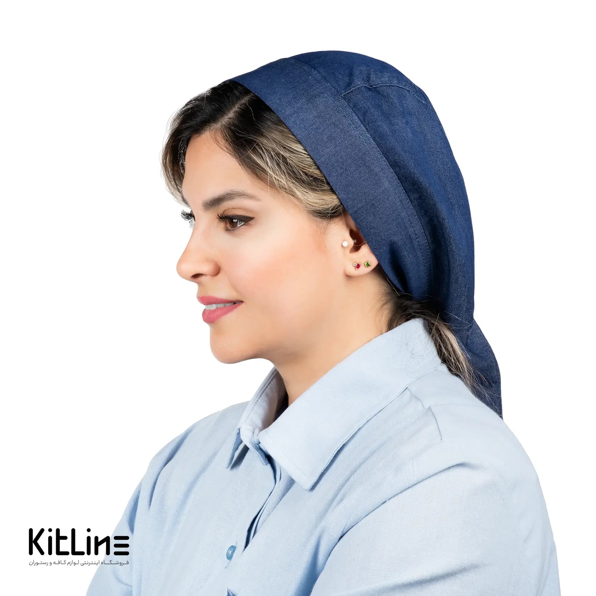 کلاه آشپزی بند دار جين سرمه ای پوشاکو مدل breeze cool