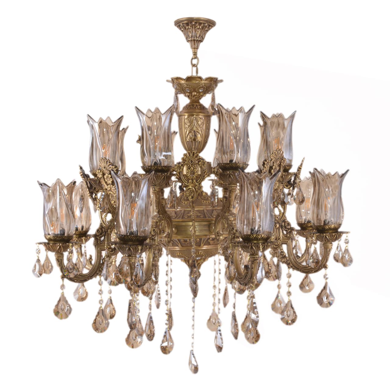 لوستر 16 شعله چشمه نور کد M3503/8-8A زیتونی