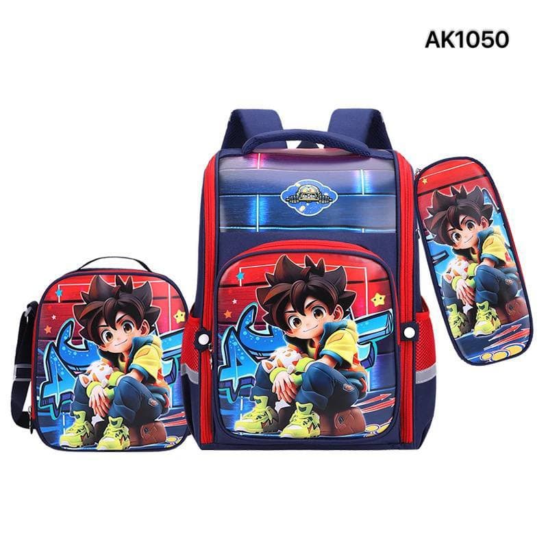 کوله پشتی 3 تیکه پسرانه خارجی سرمه ای ak1050