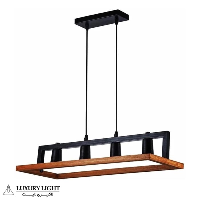 لوستر چوبی بالای میز ناهارخوری 4 شعله مدل L101