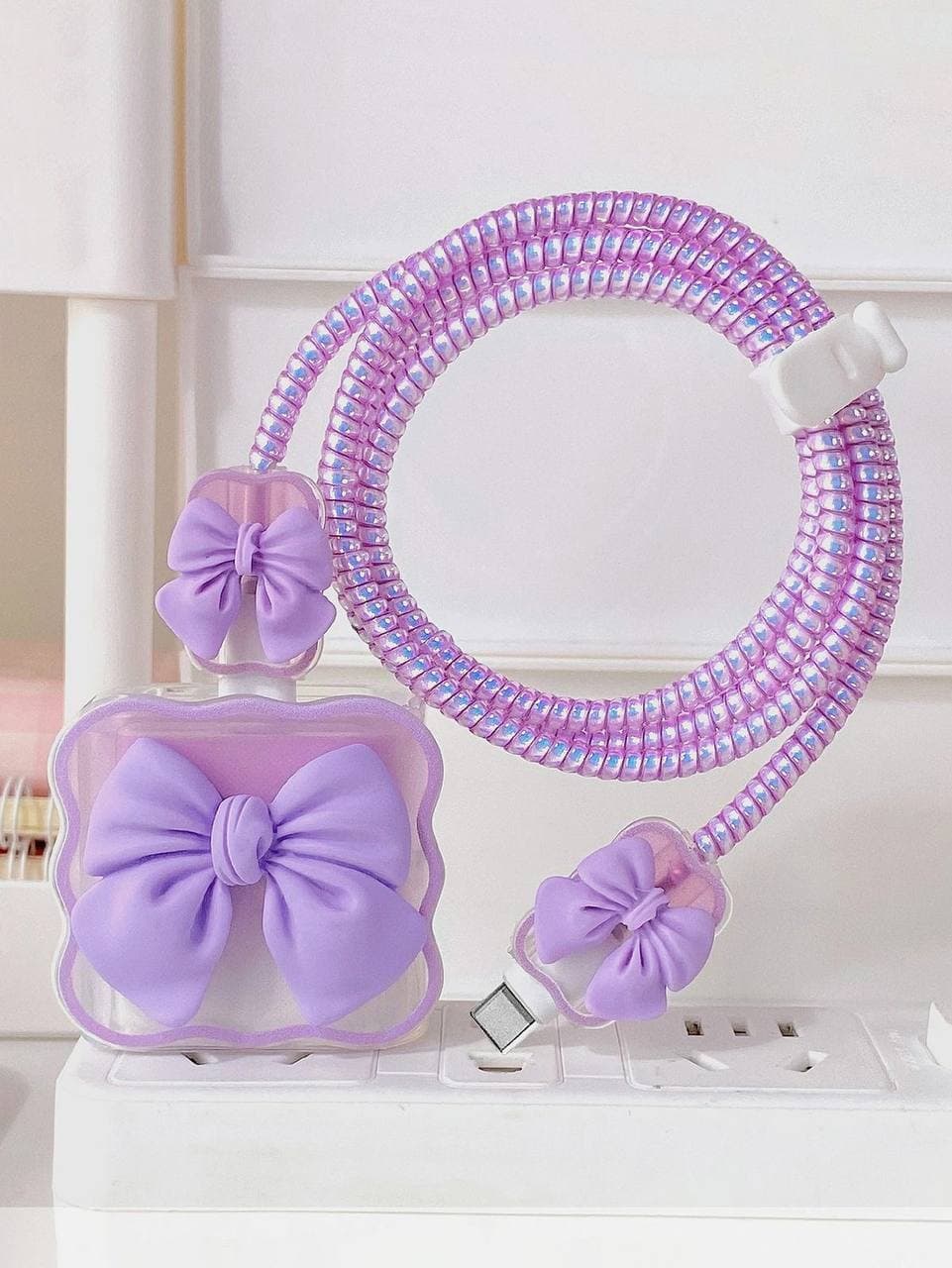 پک محافظ شارژر کریستالی پاپیون بنفش