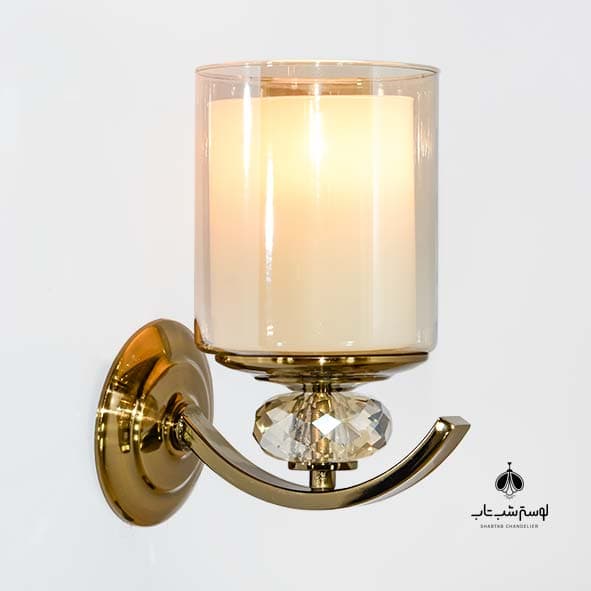 لوستر دیواری d3 شب تاب زیتونی با گوی چرخی و حباب