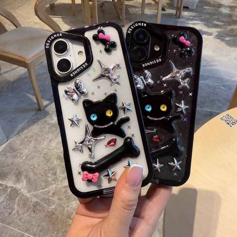 قاب گوشی آیفون minimal cat برجسته - کد (۸۴۷۰۳)