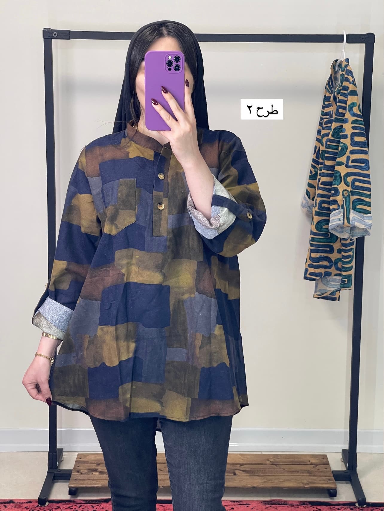 تونیک مانتویی لینن طرح گلفام