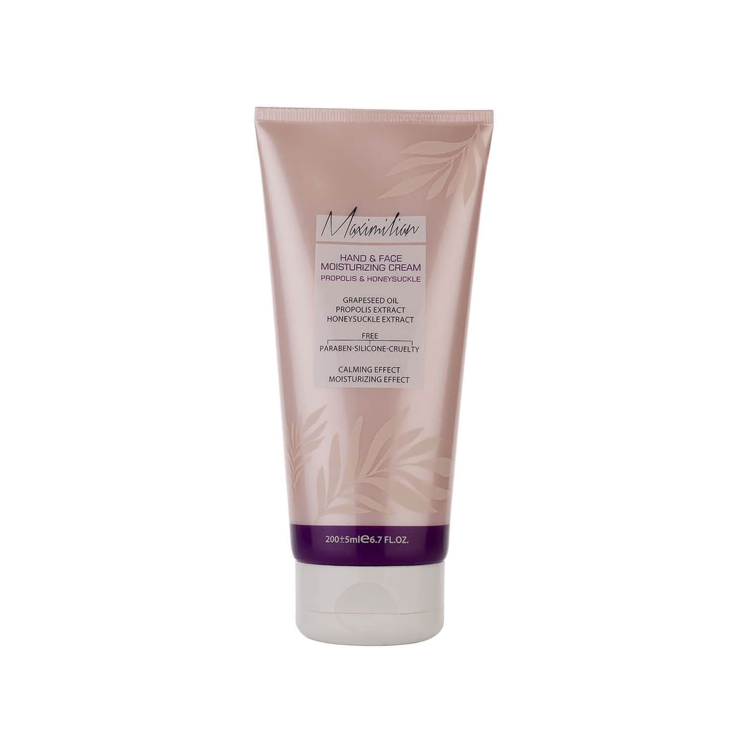 کرم مرطوب کننده دست و صورت ماکسیمیلیان حاوی عصاره پروپولیس و یاس حجم 200 میلی لیتر