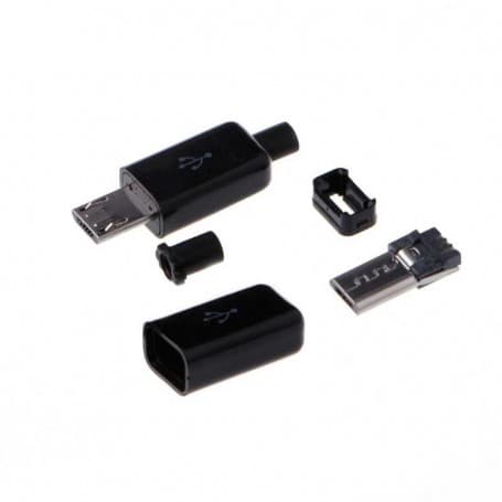 کانکتور USB Micro نری (Plug) به همراه کاور مشکی
