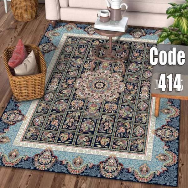 کاور فرش فیروزه ای سنتی نگین ترمه مدل 414