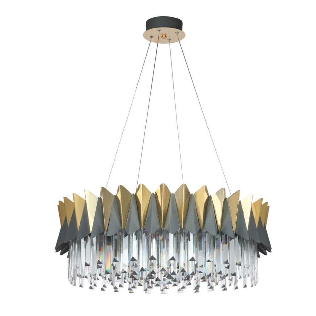 لوستر آویز چشمه نور کد P2698/65 طلایی طوسی