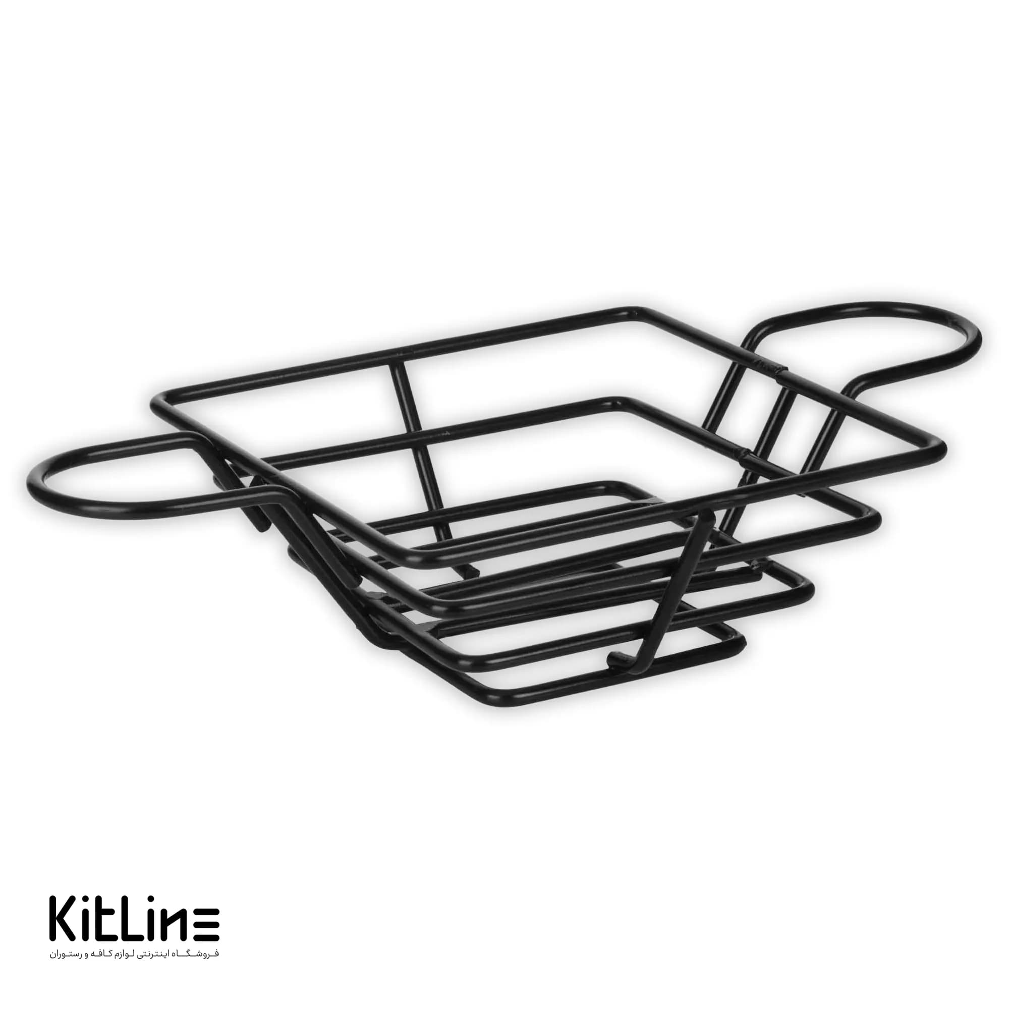 سبد سرو مربعی فلزی ۷×۱۷×۱۷ سانتیمتری با جای سس کاپ مشکی کیچن تک