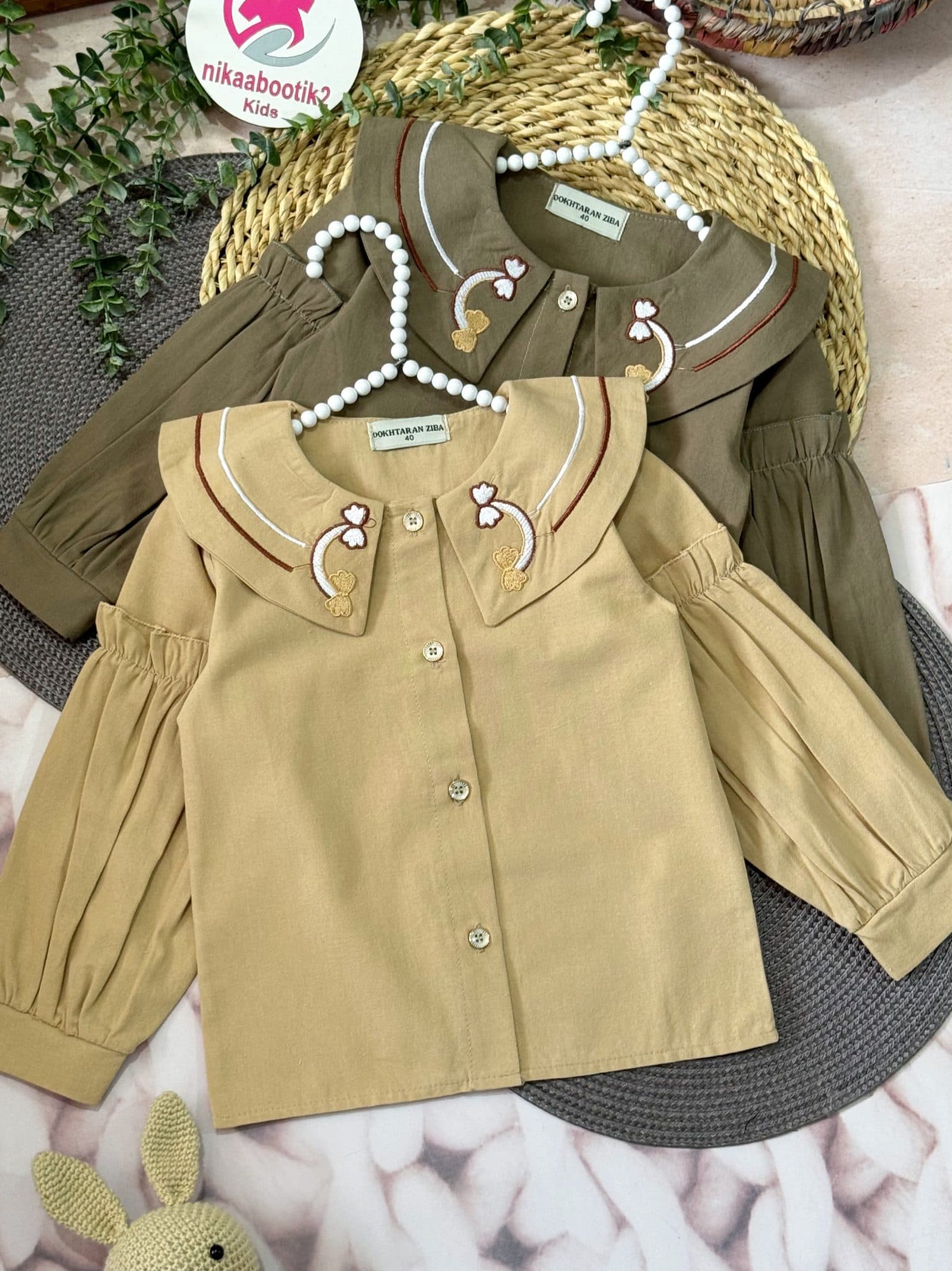 شومیز یقه گلدوزی رنگین کمون