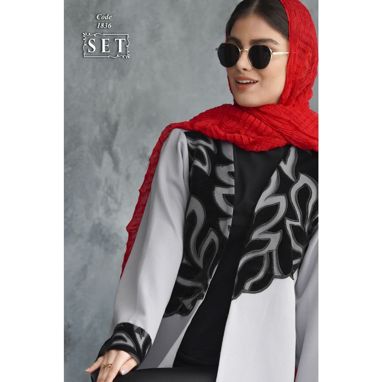 مانتو مزون دوز مجلسی مدل پارمیدا رنگ طوسی کد 1836 برند SET