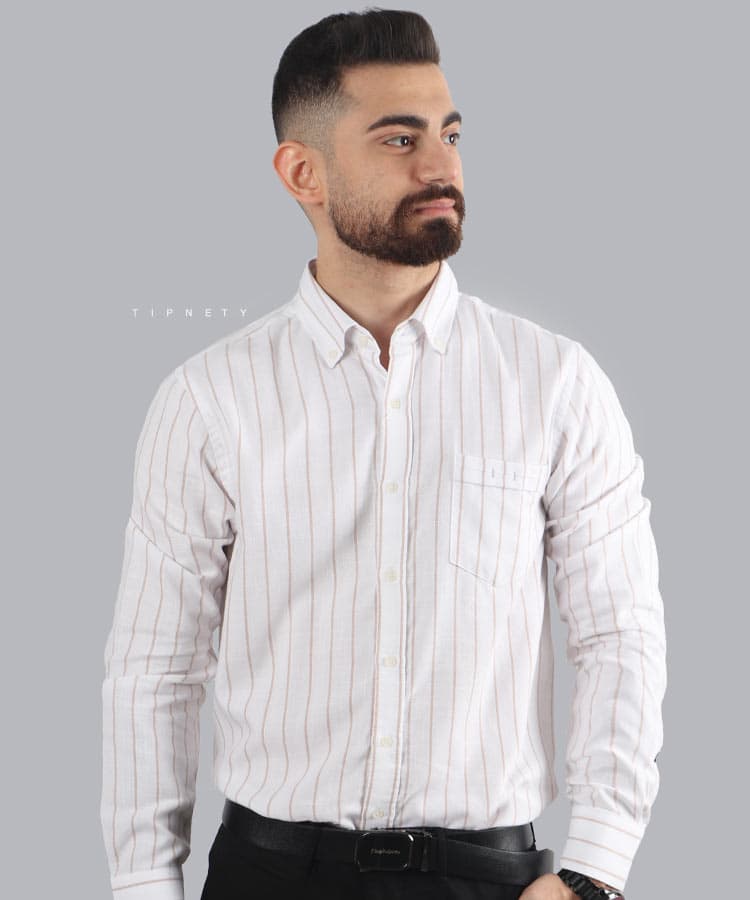 پیراهن مردانه آستین بلند راه راه 8824