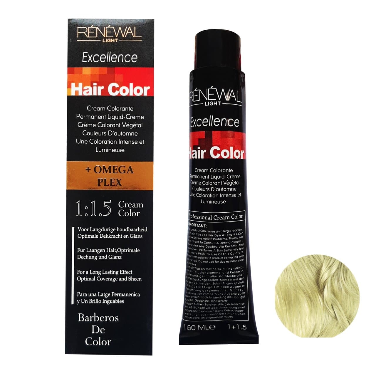 رنگ مو رنوال شماره 10.8 حجم 150 میلی لیتر رنگ بلوند زیتونی پلاتینه