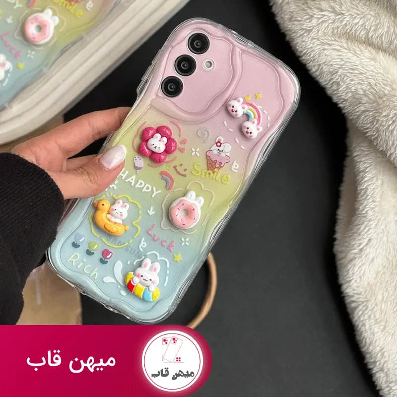 قاب گوشی شیائومی Happy Rabbit خروگوش شاد عروسک برجسته - کد (۱۶۸۳۷)