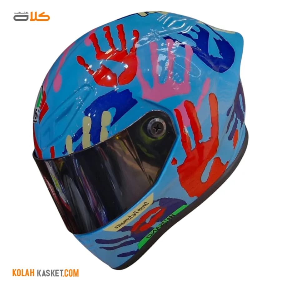 ماکت کلاه کاسکت AGV رنگ آبی طرح Hand