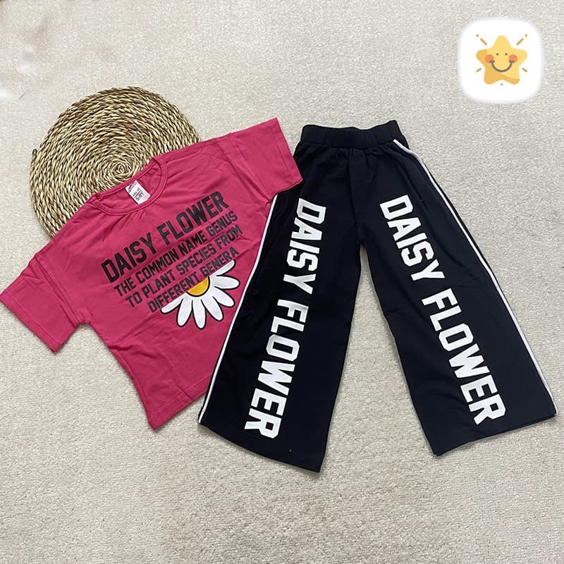 کراپ شلوار بگ دخترانه طرح گل جنس پنبه درجه یک 4 تا 9 سال