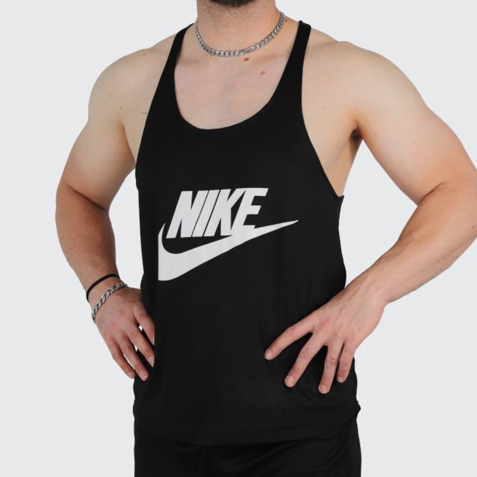 رکابی ورزشی مردانه قهرمانی بند نازک طرح نایک مشکی