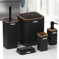 ست سرویس بهداشتی 5 پارچه اقیانوس هوم مشکی مربع طرح چوب