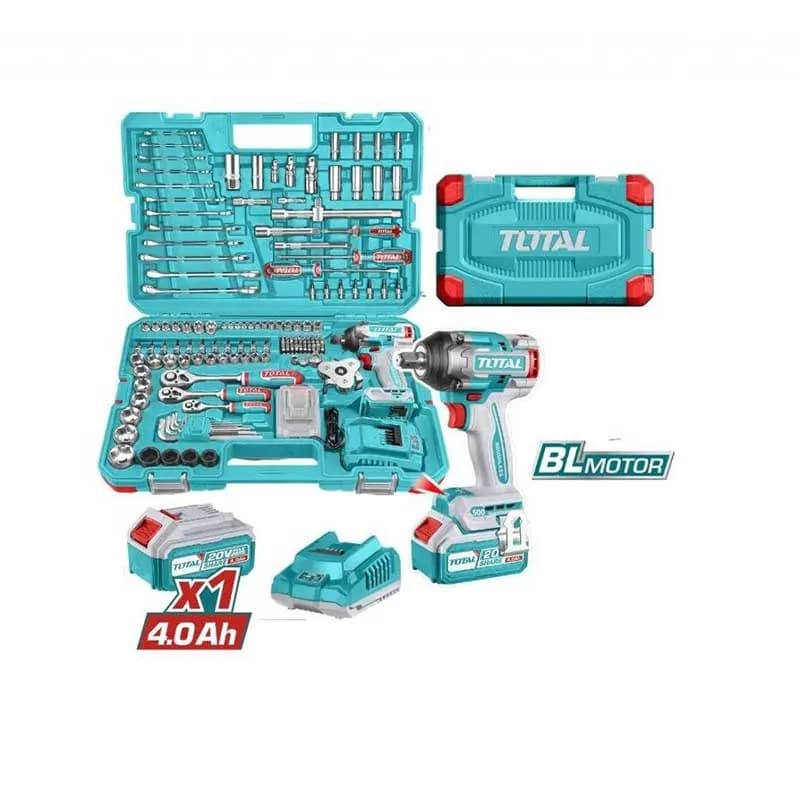 جعبه بکس 152 پارچه با بکس شارژی 500 نیوتن توتال آچار بکس ضربهای شارژی (TIWLI2050)