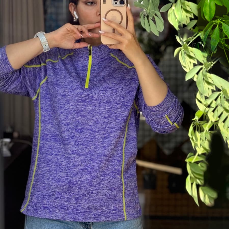 تیشرت زنانه نیم زیپ OUTDOOR 1703