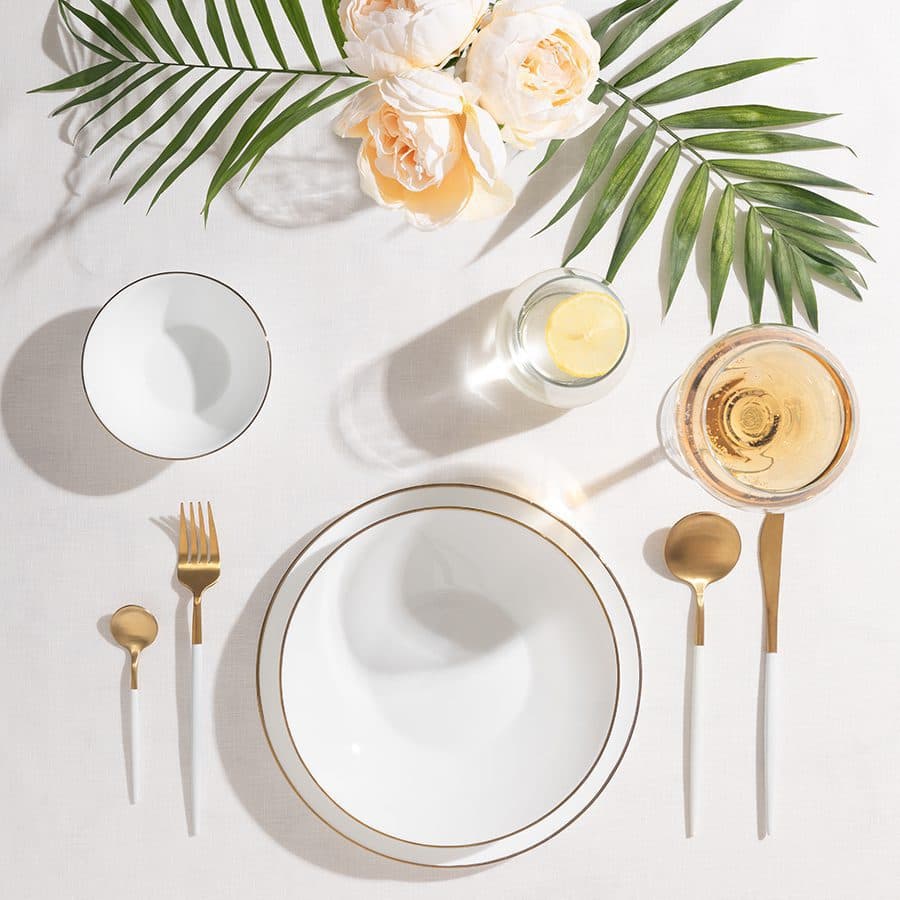 سرویس غذاخوری 28 پارچه مدل لب طلا گرد پارس اپال