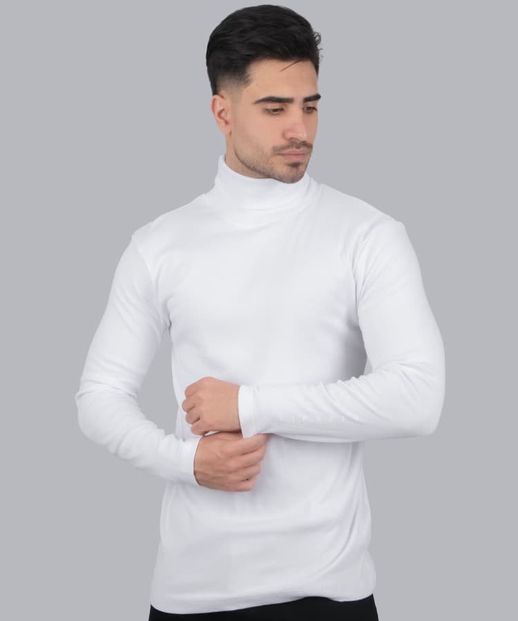 یقه اسکی سفید مردانه ساده 2015