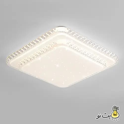 چراغ سقفی دو طبقه مربع کریستالی