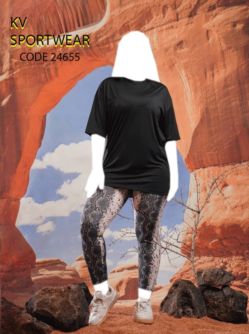 ست تیشرت لگ سایز بزرگ اسپرت ورزشی زنانه کد 005