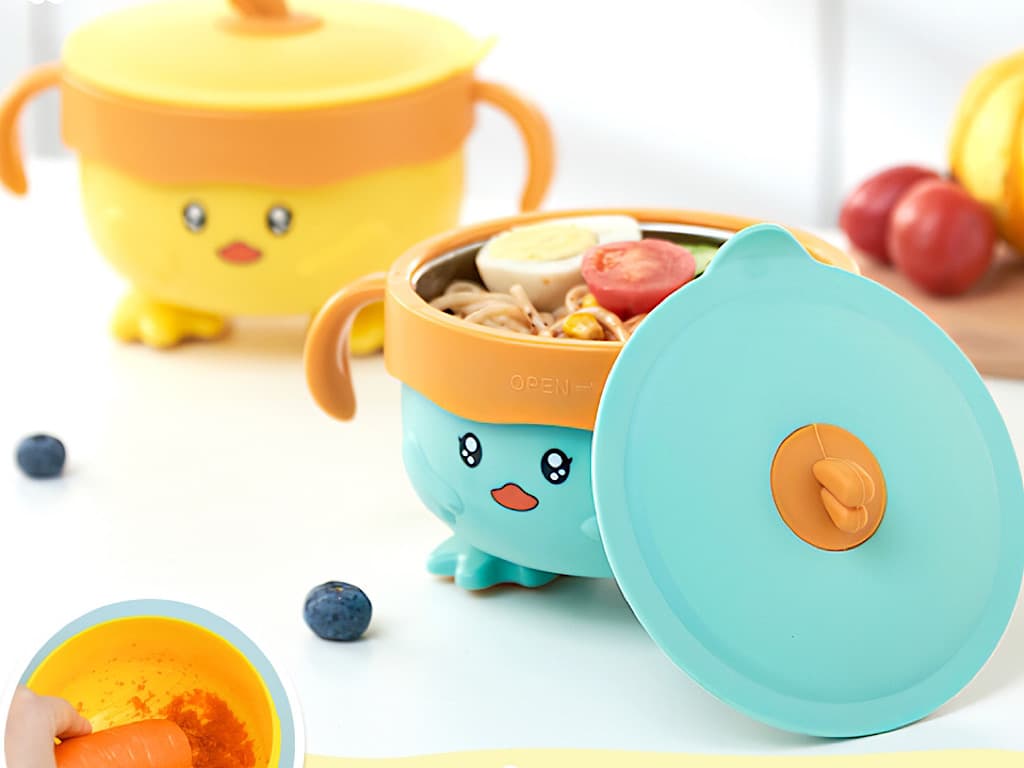 ظرف غذا داخل استیل چسبان 400 ML طرح جوجه