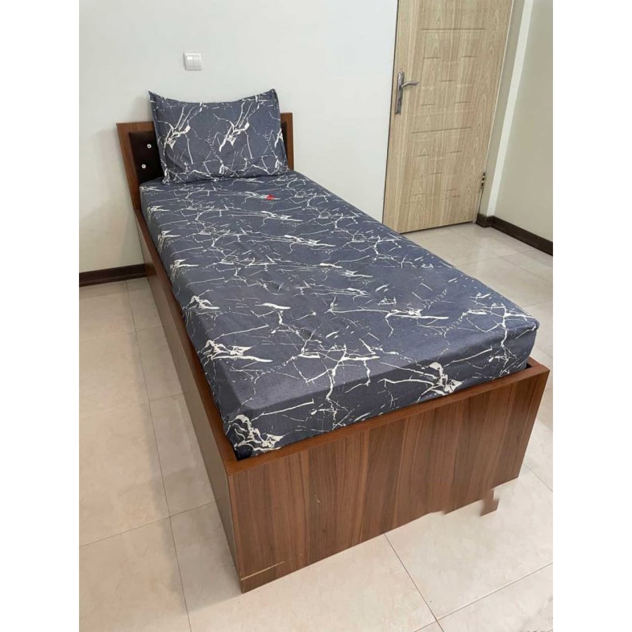 ملحفه کشدار 2 تیکه طرح ماربل گرانیتی عرض 120