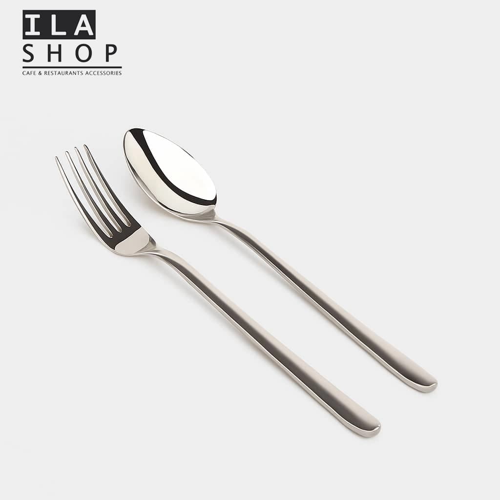 قاشق و چنگال غذاخوری استیل براق مدل دونا جین ایلا