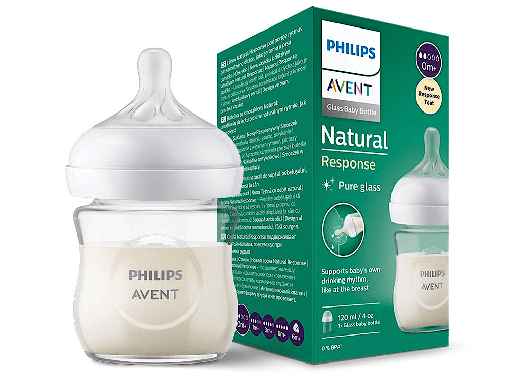 شیشه شیر پیرکس نوزادی بدو تولد به بالا 2 قطره مدل نچرال Natural ظرفیت 120میلی لیتر philips avent فیلیپس اونت