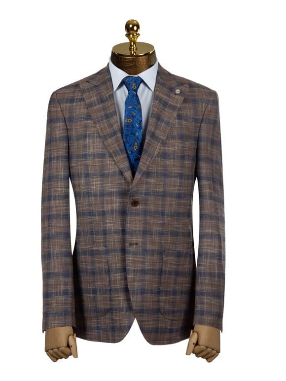 کت تک چهارخانه قهوه ای ال سی من 6