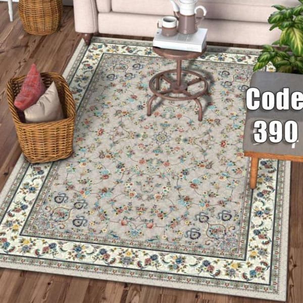 کاور فرش طوسی نگین ترمه مدل 390