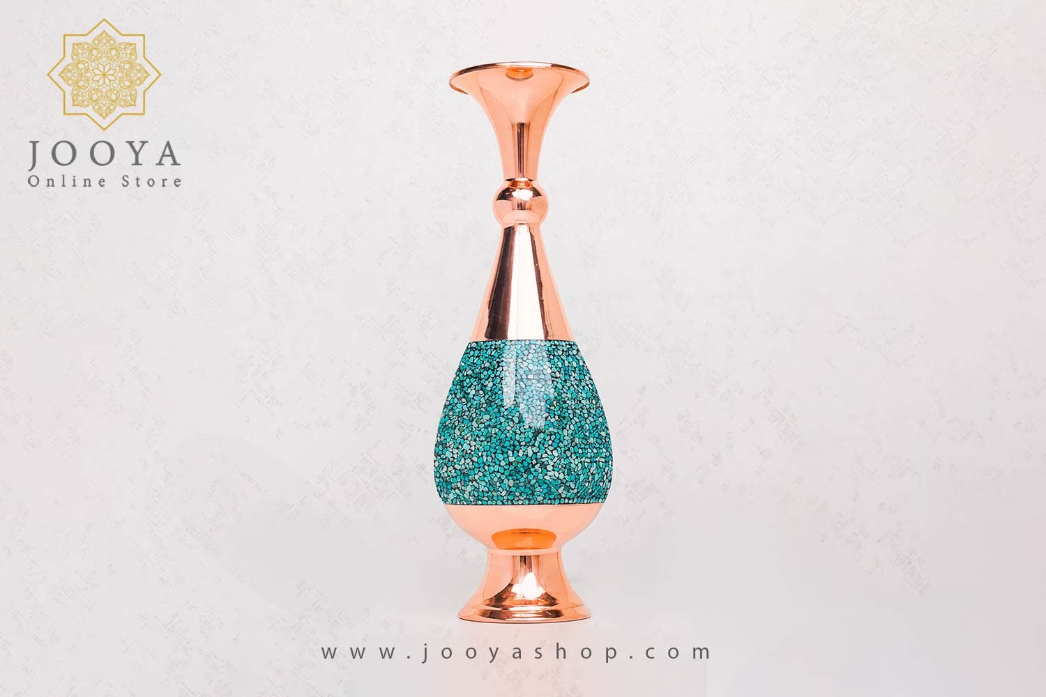 گلدان فیروزه کوب صراحی آقاجانی ارتفاع 30