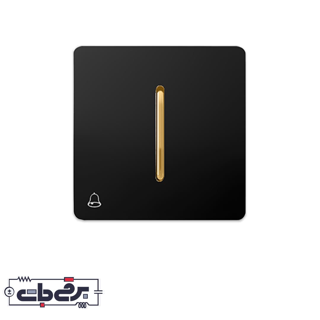 کلید و پریز کریستال مشکی طلایی آسیا -شاسی زنگ