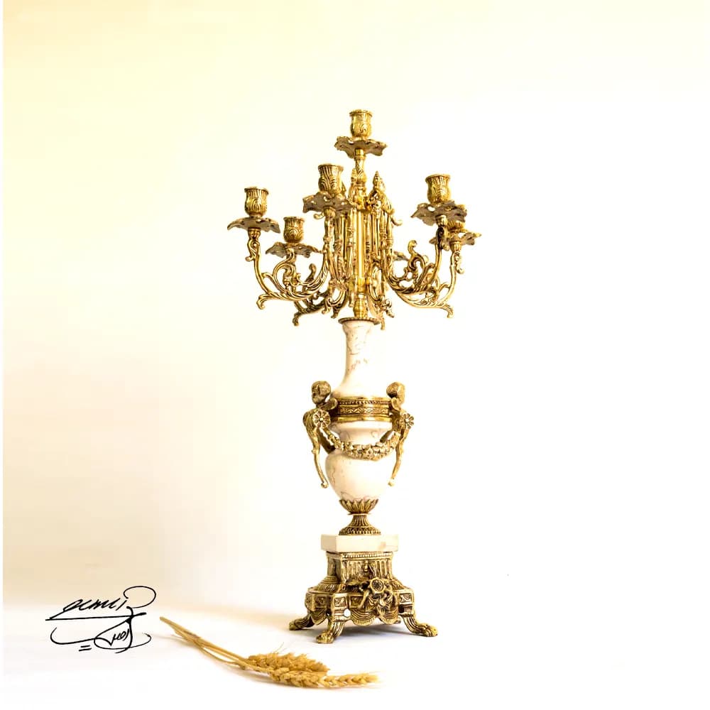 شمعدان سنگ و برنز کد 1612