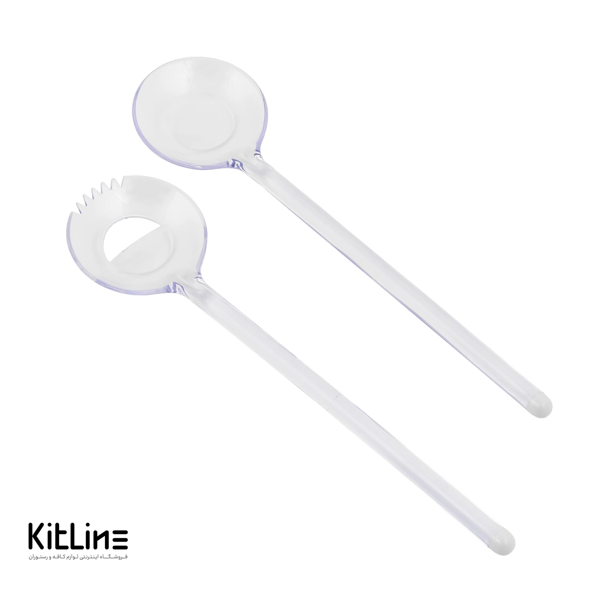 قاشق و چنگال سرو پلی استایرن کریستال ۳۹ سانتیمتری