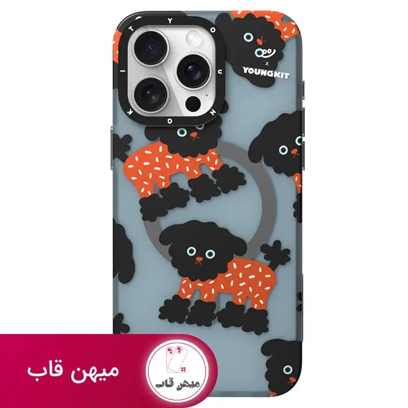 قاب گوشی آیفون یانگ کیت سگ مشکی کیوت - Black OolOol Cute - کد (۴۳۰۶۲)