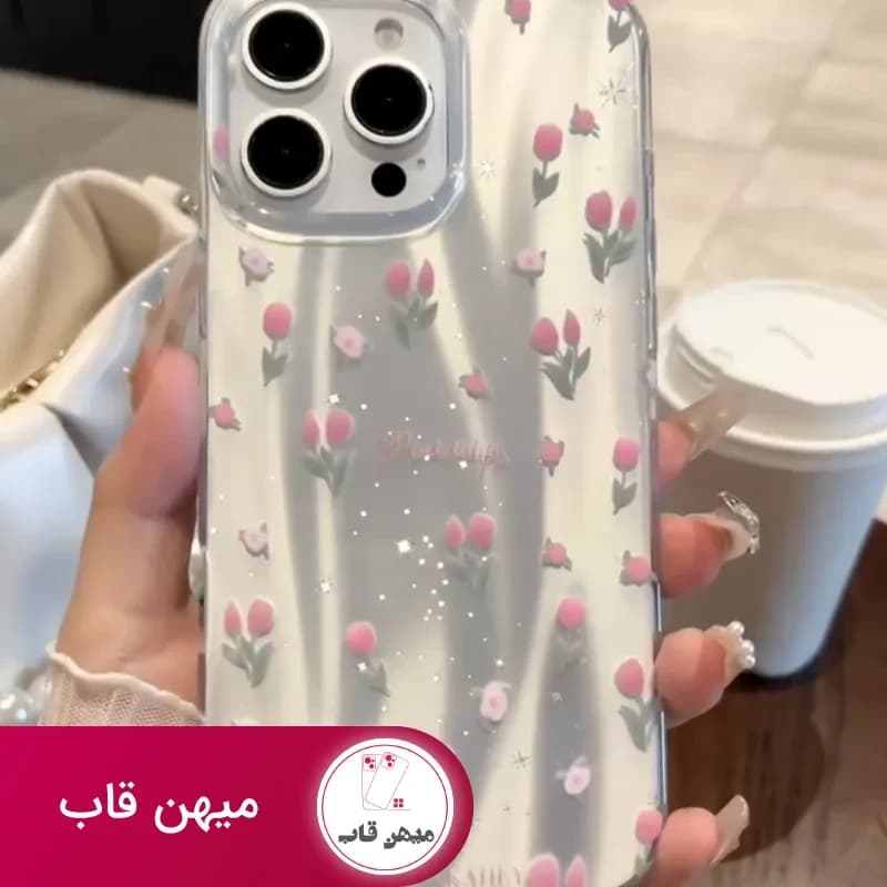 قاب گوشی دخترانه آیفون لاله تولیپس - کد (۱۰۴۱۲۳)