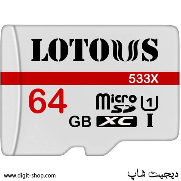 کارت حافظه 64 گیگ میکرو microSDXC لوتوس 533X U1 A1 V10